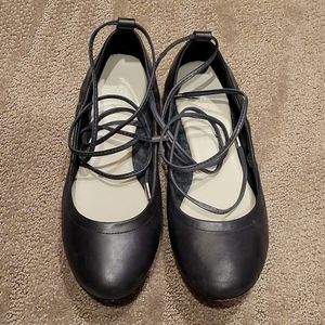 1. State Black Leather Tie Ballet Flats size 8.5